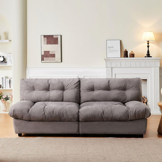80" Chenille Cloud Deep Seat Sofas for Living Room, Modern Sofa Couch for Small Spaces, Cozy Comfy Loveseat with Solid Wood Frame, Pillow-Designed Armrest Sleeper Loveseat, Grey