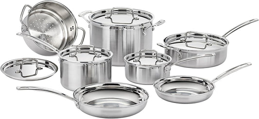12 Piece Cookware Set, Multiclad Pro Triple Ply, Silver, MCP-12N
