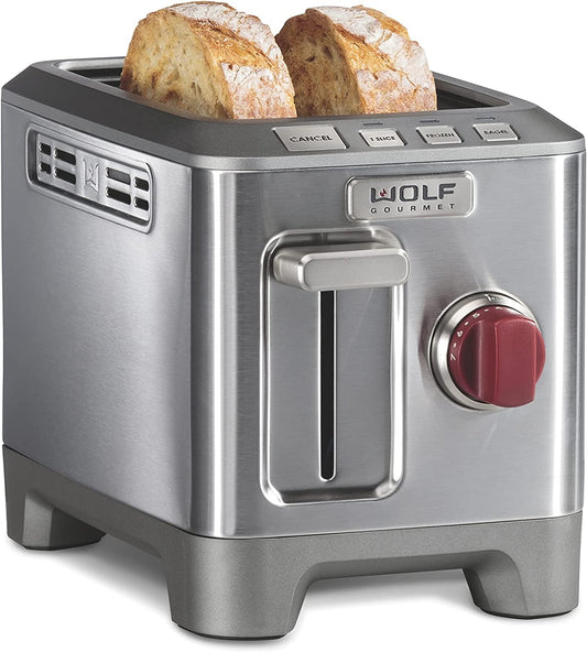 2-Slice Extra-Wide Slot Toaster with Shade Selector, Bagel and Defrost Settings, Red Knob, Stainless Steel (WGTR152S)