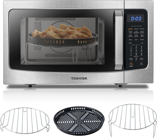 4-In-1 ML-EC42P(SS) Countertop Microwave Oven, Smart Sensor, Convection, Air Fryer Combo, Mute Function, Position Memory 13.6" Turntable, 1.5 Cu Ft, 1000W, Silver